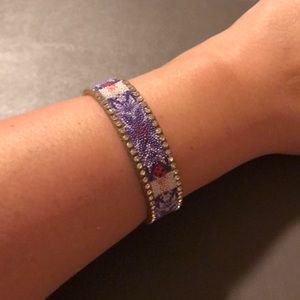 Leather bracelet with rows of CZs!